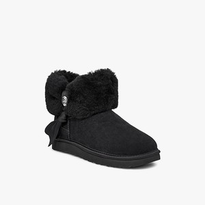 Ugg Cinched Fur Mini Klassiska Stövlar Dam Svarta (379648MPV)